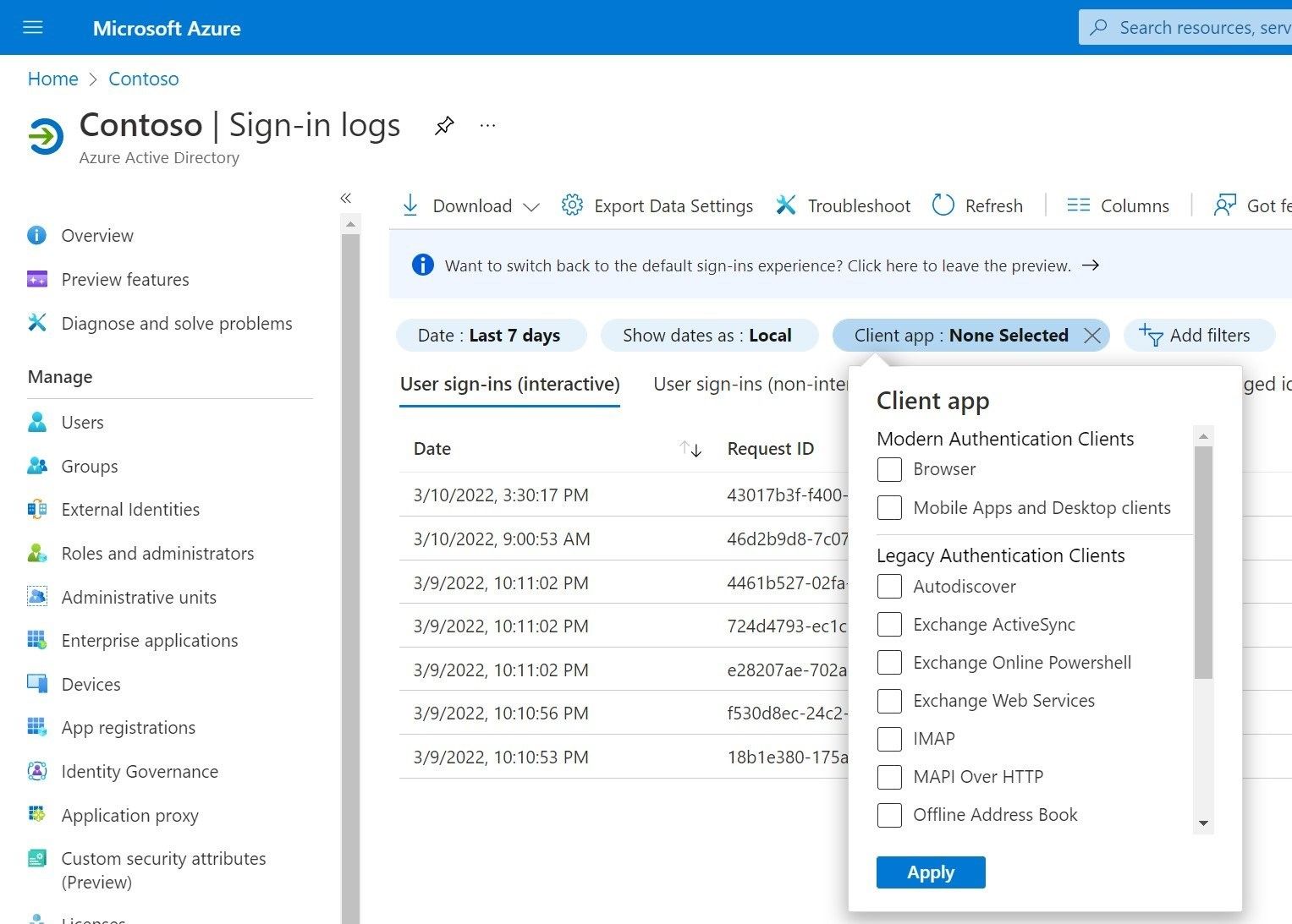 Screenshot eines Computers, der die Deaktivierung der Basic Authentication in Exchange Online zeigt.